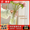 惠寻 京东自有品牌简约创意透明玻璃锥桶树皮纹（店家） 透明树纹花瓶 1个 700ml