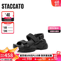 STACCATO 思加图 夏季休闲老爹运动凉鞋厚底增高凉鞋女EJG02BL3 松露黑 34