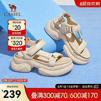 骆驼（CAMEL）运动凉鞋女2024夏季户外增高厚底凉鞋休闲沙滩鞋 L24M577653杏色 35