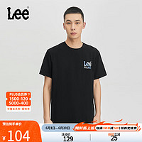 Lee 24春夏新品圆领logo字母印花图案男女同款短袖T恤潮LMT0081214LE 黑色(字母图案） XL