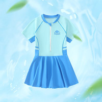 Kappa Kids卡帕儿童女童连衣裙泳衣夏季游泳连体泳裙短裙休闲中大童 淡天蓝 150