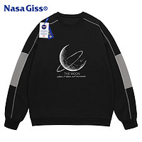 NASA GISS 卫衣男潮流印花圆领上衣春秋季男士套头长袖打底衫 黑色 XL