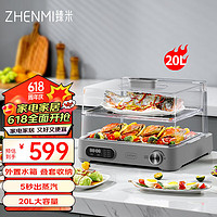 ZHENMI 臻米 折叠速蒸锅电蒸锅外置水箱家用蒸汽锅小型多功能多层大容量电蒸箱 灰色