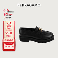 菲拉格慕（Ferragamo）女士黑色Gancini扣饰莫卡辛鞋 0769287_1D _ 65/37 