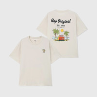 Gap 盖璞 女装2024夏季新款纯棉刺绣印花圆领短袖T恤休闲百搭上衣474194