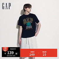 Gap男女装2024夏季亲肤字母logo印花短袖T恤百搭上衣465583 黑色 175/96A(L)亚洲尺码