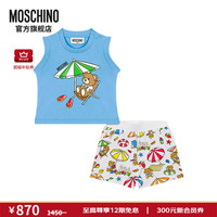 MOSCHINO莫斯奇诺24春夏婴童Beach Moschino Teddy Bear背心和短裤套装 蓝色 12/18