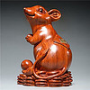 米囹 花梨木雕老鼠摆件十二生肖装饰工艺品