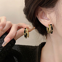 皮革耳圈女气质耳环银耳钉小众设计感高级耳饰