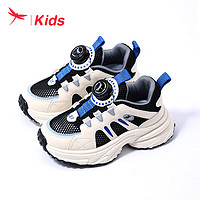 红蜻蜓儿童24夏运动鞋男女童旋钮扣童鞋运动休闲跑鞋 白/黑色 29码 29（内长18.8脚长18.2）