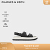 CHARLES & KEITH CHARLES&KEITH23春新品CK1-70380980简约魔术贴厚底休闲凉鞋女鞋 Black黑色 37
