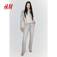 H&M HM女装裤子2024夏季新款棉质低腰喇叭牛仔裤1224960