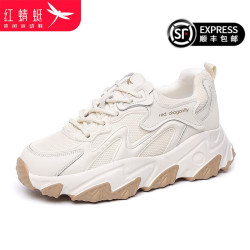 reddragonfly红蜻蜓女鞋老爹鞋冬季厚底增高显c0ttn06672米色37