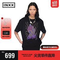 英克斯(inxx)潮牌新品宽松休闲男女同款短袖T恤XCE2010785 黑色 S