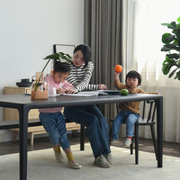 vima 维玛家居 实木餐桌烟熏黑色北欧意式极简约轻奢家用小户型长方吃饭桌