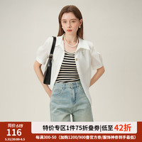 范思蓝恩百搭翻领气质感衬衫2024夏金属镂空扣衬衣24FS12082 白色 XS