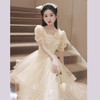 丽佰昕香槟色晚礼服裙女2024轻奢小众高端高级感声乐艺考主持人演出 香槟色 3XL  130-135斤