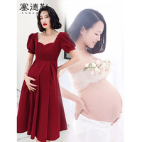 塞德勒敬酒服新娘秋季平时可穿酒红色礼服女高腰大码遮肚子 酒红色 S(85-95斤)