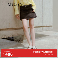 MO&Co.夏季金扣饰A字牛仔裙半身裙MBB2SKTT07小众设计感 牛仔黑色-第