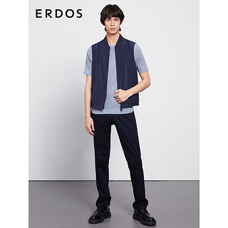 ERDOS【商场同款】春夏精纺圆领简约百搭半袖男套衫 亚麻蓝 170/92A/M