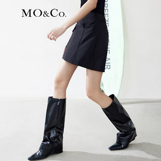 MO&Co.夏工装口袋开叉A字半身裙短裙MBB2SKT027设计感