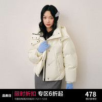 乐町少女运动风短款羽绒服23年冬季新款立体填充三防羽绒连帽外套