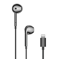 Langsdom 兰士顿 适用于苹果耳机有线 Lightning扁头有线手机耳机适用iPhone13/12/11/XR/XS/7plus/iPad Pro mini 黑色