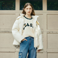 Teenie Weenie小熊秋冬中长款连帽轻薄羽绒服保暖外套女