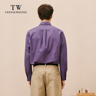 Teenie Weenie Men小熊男装夏季设计感休闲衬衫复古刺绣长袖衬衣款 紫色 180/XL