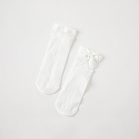 戴维贝拉 儿童袜子夏季薄款2024新款女大童中筒袜宝宝白色丝袜网眼