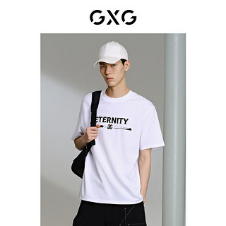 GXG男装 白色休闲时尚短袖T恤 24年夏季G24X442056 白色 170/M