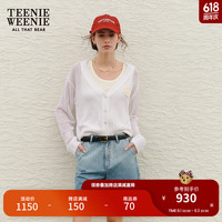 Teenie Weenie小熊2024新款别致镂空针织开衫无袖背心两件套白色女 象牙白 1