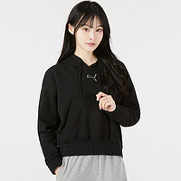 88VIP：PUMA 彪马 连帽卫衣女装刺绣logo运动上衣短款套头衫670954-01