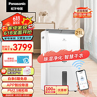 Panasonic 松下 除湿机家用抽湿机 nanoeX净化除湿机 除湿量21升/天 除菌除霉吸湿 四重净化wifi手机控制F-42C2YTA