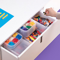茶花桌面收纳盒分格透明零配件储物儿童乐高积木玩具收纳箱带盖