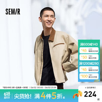 森马(Semir)外套男2024秋季新款复古经典底特律男士夹克时尚拼接上衣宽松