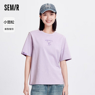 森马（Semir）森马大力水手联名短袖T恤女夏季2024宽松做旧衣服 紫色调00377 XS 150/76A