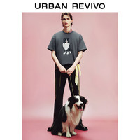 URBAN REVIVO 男装休闲萌宠印花舒适棉质短袖T恤 UMV440094 中灰花灰 XS