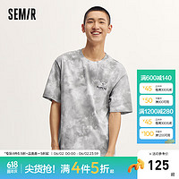 森马（Semir）大力水手联名短袖T恤男2024夏季扎染上衣 灰白色调00321 175/92A/L