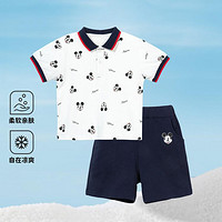 Disney baby 夏款男童短袖套装冰感满印透气T恤短裤