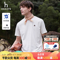 HAZZYS 哈吉斯 男装 2024夏季上衣基础圆领短袖T恤男ASTZE0BBX53 米黄色OW 175/96A 48