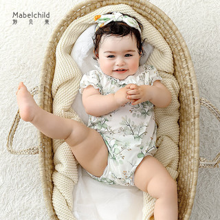 妙贝亲妙贝亲婴儿包屁衣夏季纯棉可爱公主三角短袖哈衣新生女宝宝 爱丽丝秘密花园（透气亲肤）