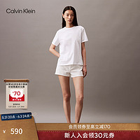 Calvin Klein Jeans【简白夏日系列】24春夏女士ck纯棉印花打底短袖T恤40WK948 YAA-月光白 XS