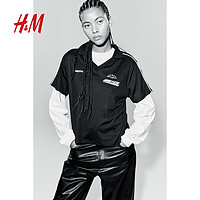 H&M HM女装休闲皮裤2024春季新款宽松直筒高腰休闲长裤5袋式1160547