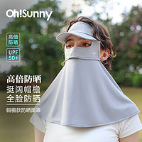 OhSunny 全脸防晒面罩夏季冰丝全防护透气遮阳 SLF3M085 云霜灰 M