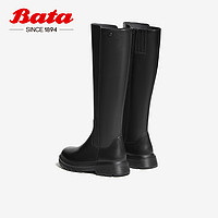 88VIP：Bata 拔佳 及膝時裝靴女2023冬商場新款牛皮粗跟騎士顯瘦長筒靴WAG18DG3