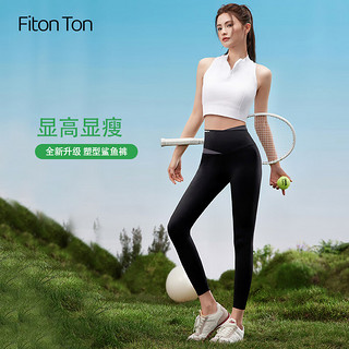 Fiton Ton FitonTon鲨鱼裤女春秋款外穿打底裤子微压运动瑜伽裤FTD0023 黑色 M 黑色（春夏款） M（96-110斤）