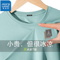 真维斯(JEANSWEST)短袖t恤男夏季2024青少年轻薄网孔透气上衣休闲运动打底衫 豆绿(极简风格X) M(100斤-110斤)