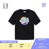 :CHOCOOLATE it 男装圆领短袖T恤2024夏季简约趣味半袖M006650 BKX/黑色 3XL