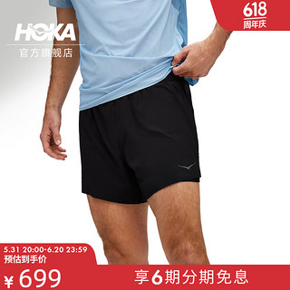 HOKA ONE ONE 男款夏季5英寸二合一短裤GLIDE 5 SHORT 2IN 1透气 黑色 S